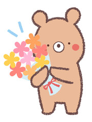 花束を持つクマ