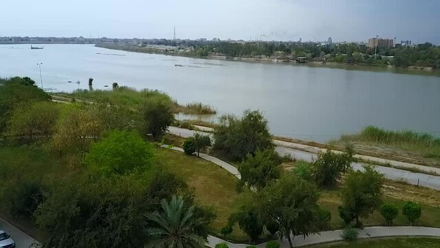aerial footage of Baghdad city in iraq