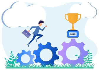 Illustration vector graphic cartoon character of Achieving goals