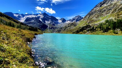 Plakat lake in the mountains