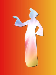 A Chinese Girl, Ethnic Dancing Silhouette