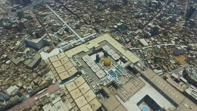 aerial footage of Wadi Al-Salam Cemetery in Najaf city