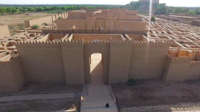 arial view of Babylon Citadel in Hilla , iraq
