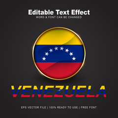 Venezuela text effect style - Editable text effect vector illustration. Venezuela 3d Flag - Copa America 2021 Finalists