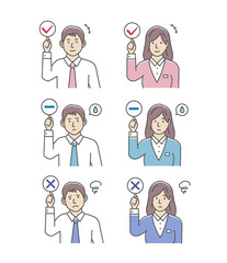 Business person showing placards illustration set