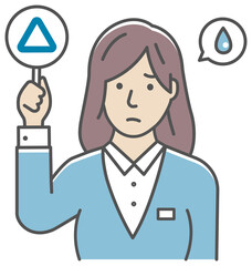 Business woman showing placards illustration ( triangle mark )
