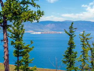 View of Lake Baikal in the early summer morning. Olkhon Island.