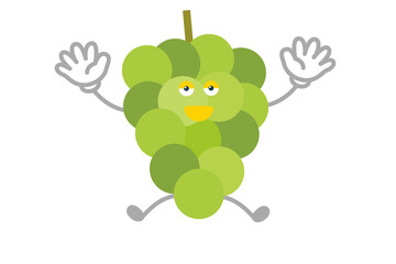 ジャンプするシンプルでかわいいマスカットのキャラクターのベクターイラスト