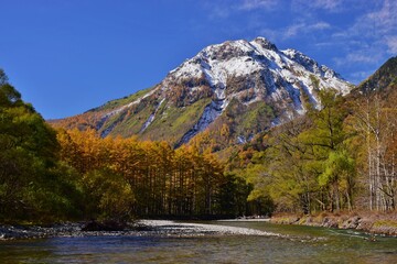 絶景の上高地 焼岳　秋景色