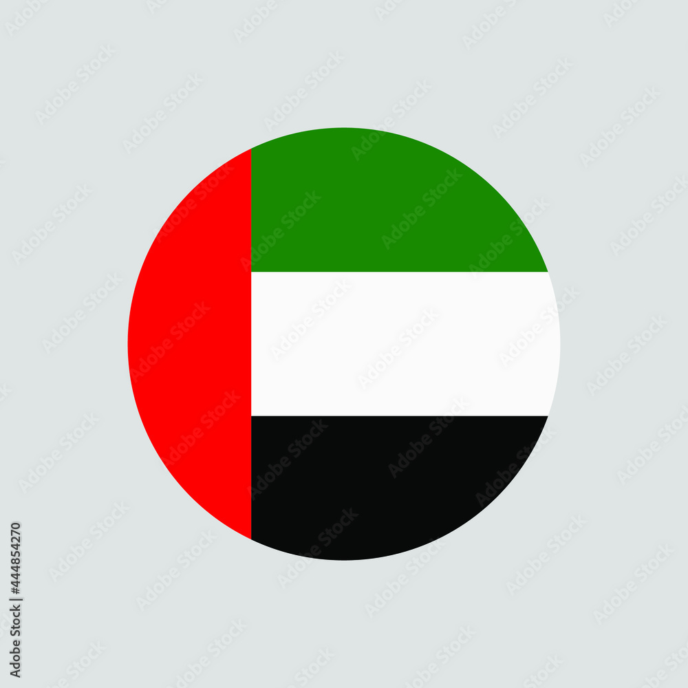 Wall mural Round UAE flag vector icon isolated on white background. The flag of the United Arab Emirates in a circle. - Wall murals