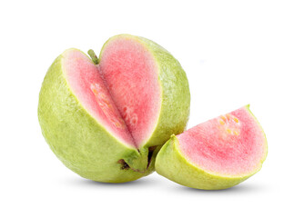Pink Guava fruit isolated on white