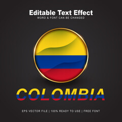 Colombia text effect style - Editable text effect vector illustration. Colombia 3d Flag - Copa America 2021 Finalists