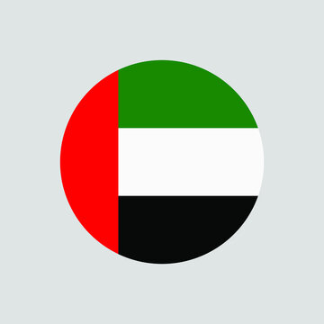 Round UAE flag vector icon isolated on white background. The flag of the United Arab Emirates in a circle.