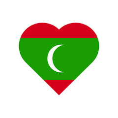 The flag of Maldives in a heart shape. Maldivian flag vector icon isolated on white background.