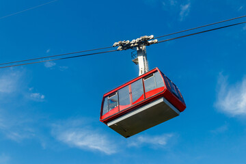 Cable car on ropeway leading to a top of Tahtali mountain in Antalya province, Turkey