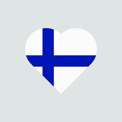 Fototapeta premium The flag of Finland in a heart shape. Finnish flag vector icon isolated on white background.