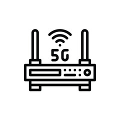 5G Router and Internet Line Icon Logo Illustration Vector Isolated. 5G and Technology Icon-Set. Suitable for Web Design, Logo, App. 64x64 Pixel Perfect.