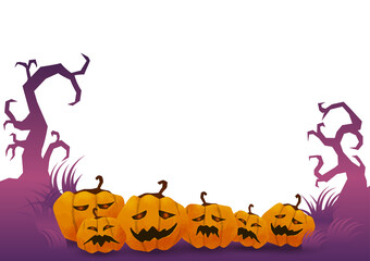 水彩風のカボチャが並んでいるハロウィンイラストフレーム