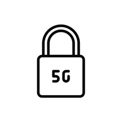 5G Lock Line Icon Logo Illustration Vector Isolated. 5G and Technology Icon-Set. Suitable for Web Design, Logo, App. 64x64 Pixel Perfect.