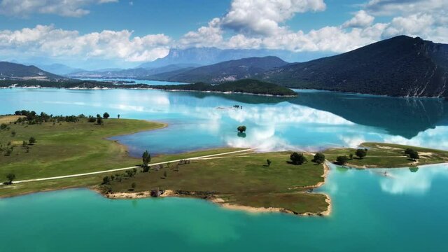 Unreal scenery of Mediano Reservoir Huesca lagoon Spain