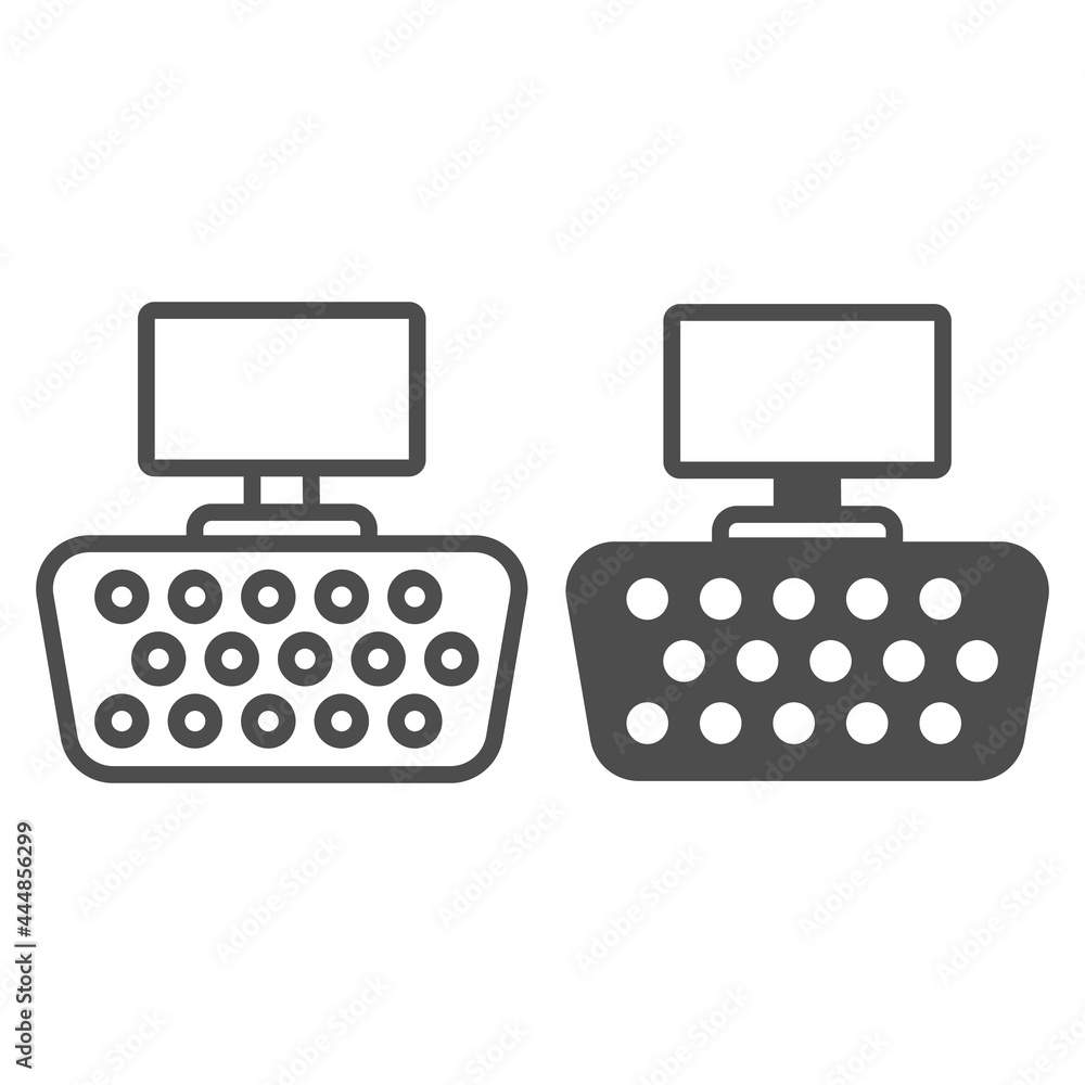 Poster vga connector line and solid icon, monitors and tv concept, video graphics array connector vector si