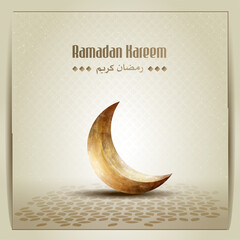 Obraz na płótnie Canvas islamic greeting ramadan kareem card design template with beautiful golden crescent