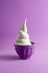 soft ice cream bowl. vanilla ice cream