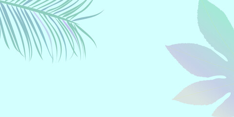 Tropical plant vector illustration background banner. copy space, web header, frame
