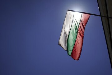 the flag of Bulgaria. the flag of Bulgaria lit by the sun.