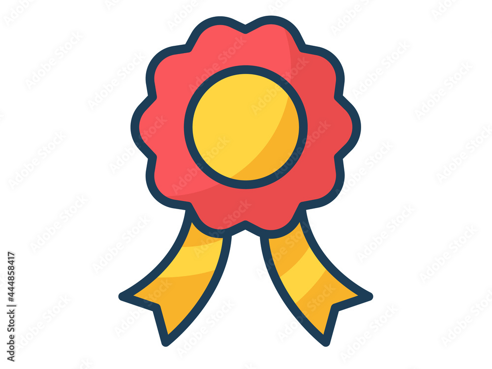 Poster ribbon badge prize single isolated icon with filled line style