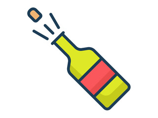 champagne bottle winning single isolated icon with filled line style