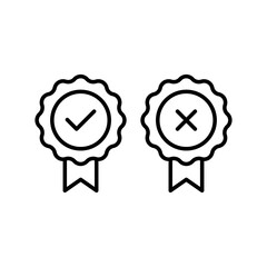 Vector Check Mark and Cross Mark Medals