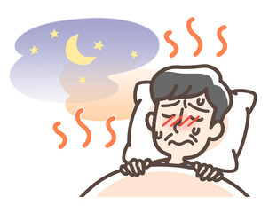 暑くて寝苦しい男性