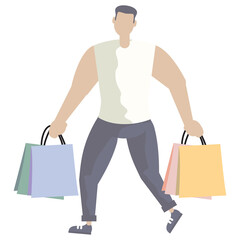 Cartoon Character Men Flat Style Simple Modern Various Pose