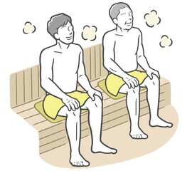 サウナに入る男性二人