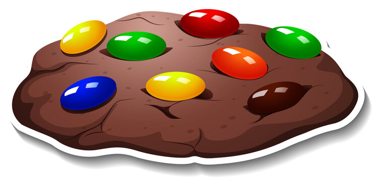 Chocolate chip cookies sticker on white background