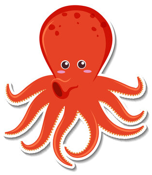 Cute octopus cartoon character sticker
