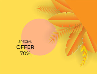 Summer sale background for banner, flyer, invitation, poster, web site or greeting card. Paper cut style, vector illustration. End of summer sale or autumn fashion sale offers