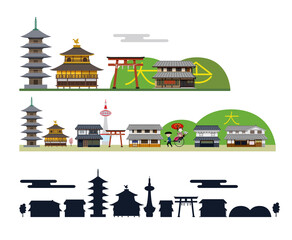 Fototapeta premium 京都 建物 背景 風景 