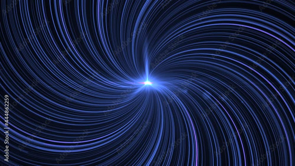 Poster colored spiral with iridescent curved lines. animation. thin curved lines glow and shimmer in spiral