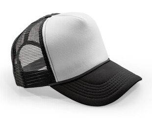 Side View Realistic Cap Mock Up In black khaki texture is a high resolution hat mockup to help you present your designs or brand logo beautifully. Dark
