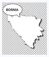 Pop art map of Bosnia