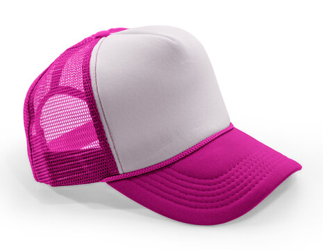 Side View Realistic Cap Mock Up In fuchsia Flash Color is a high resolution hat mockup to help you present your designs or brand logo beautifully.