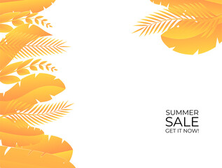 Summer sale banner template. Social media post or story template. Green and orange leaves floral background for banner, poster, backdrop, flier and more