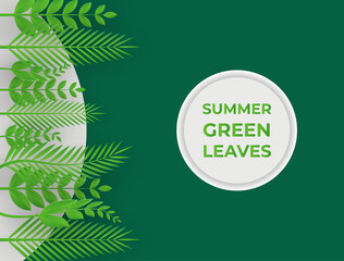 Summer sale banner template. Social media post or story template. Greenery leaves floral background for banner, poster, backdrop, flier and more