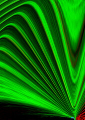 Abstract green digital curves on black background  - twirl effect