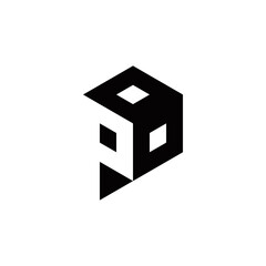 p initial box logo design vector template