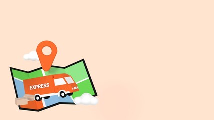 Delivery concept. Online shopping service. Map tracking, trendy 3d illustration, 3d rendering.