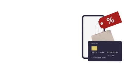 Fototapeta premium Credit card buying. Shopping concept. trendy 3d illustration, 3d rendering.