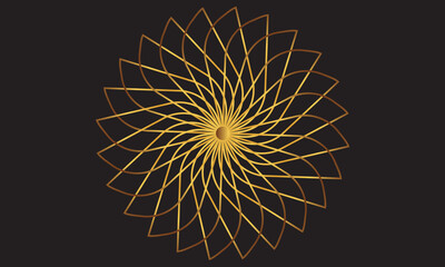 Gold Mandala Vector Round Flower Gold